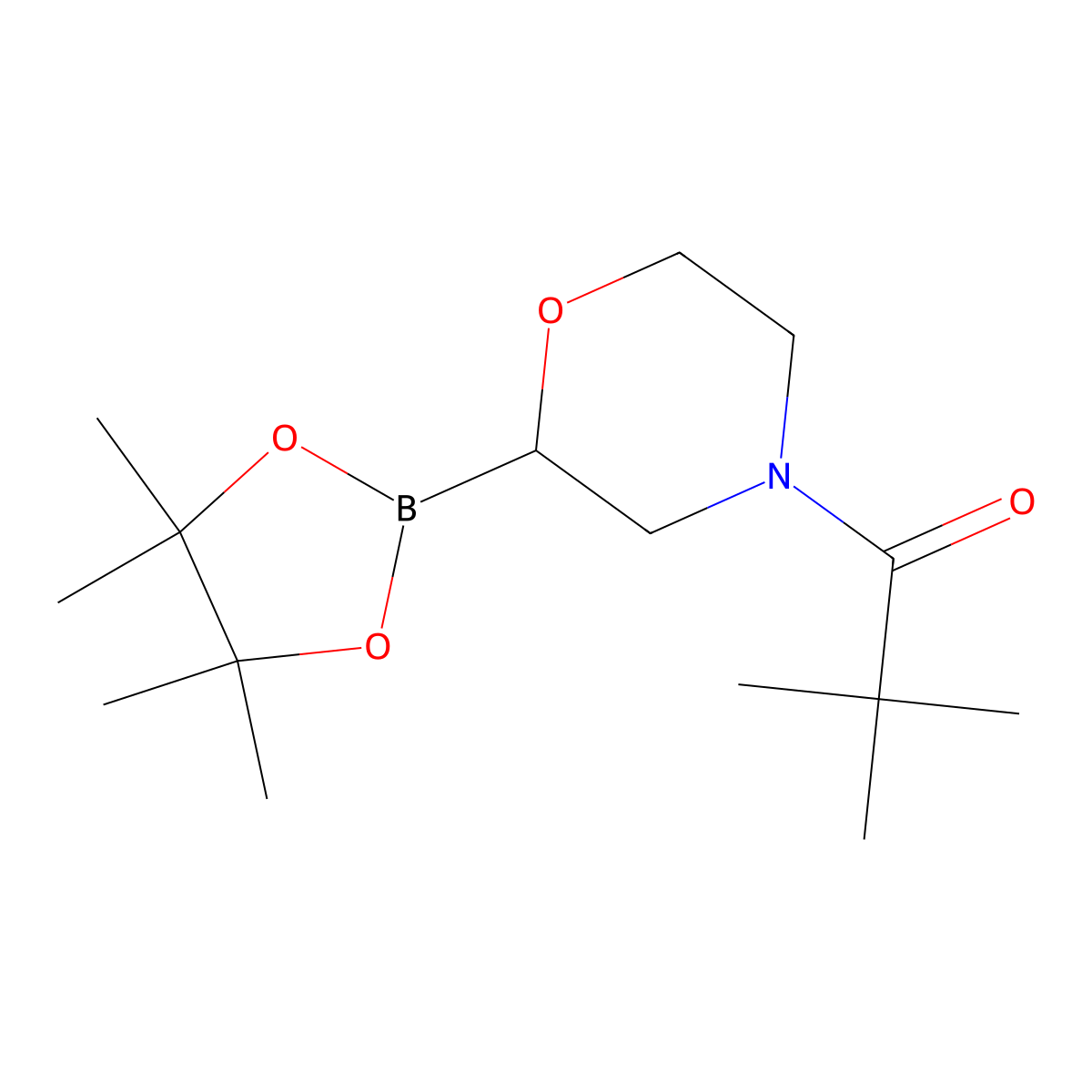2,2-Dimethyl-1-(2-(4,4,5,5-tetramethyl-1,3,2-dioxaborolan-2-yl)morpholino)propan-1-one molecular structure, CAS 2223009-56-9