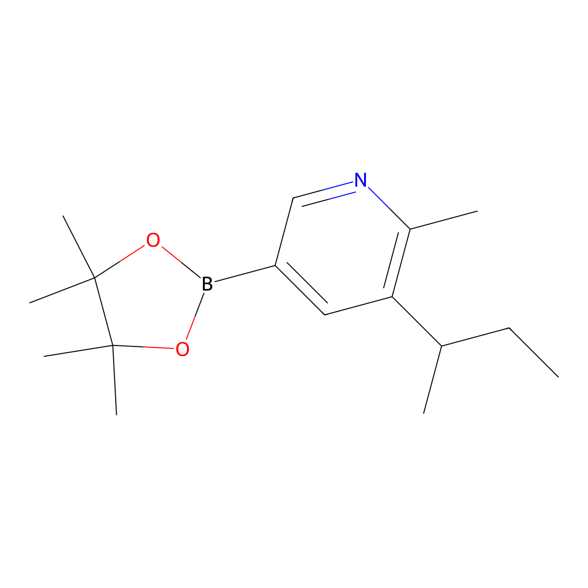 6-Methyl-5-(sec-butyl)pyridine-3-boronic acid pinacol ester molecular structure, CAS 2223009-60-5