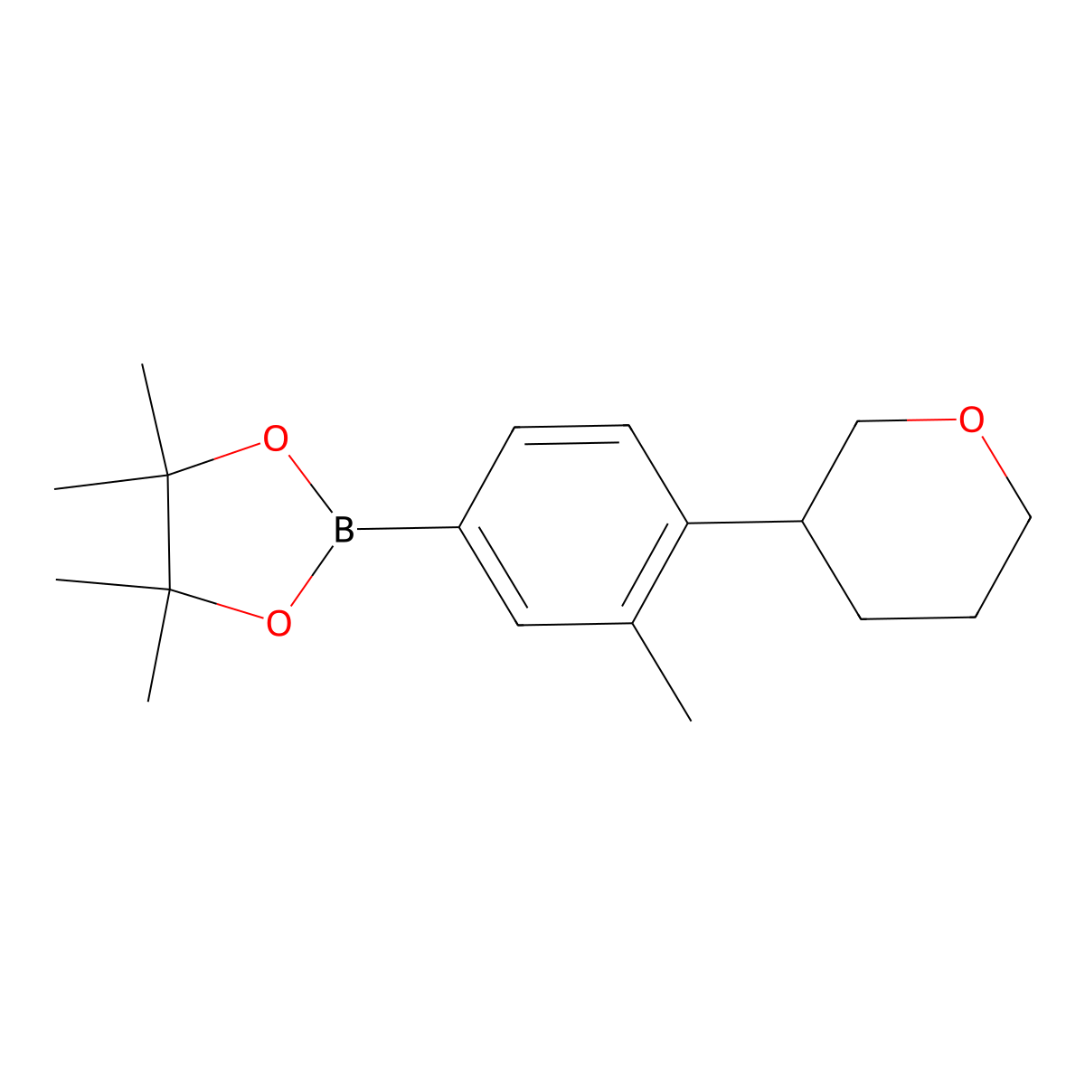 3-Methyl-4-(oxan-3-yl)phenylboronic acid pinacol ester molecular structure, CAS 2223009-74-1
