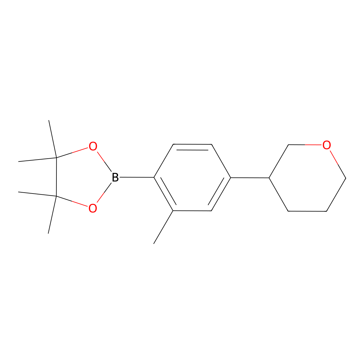 2-Methyl-4-(oxan-3-yl)phenylboronic acid pinacol ester molecular structure, CAS 2223009-75-2