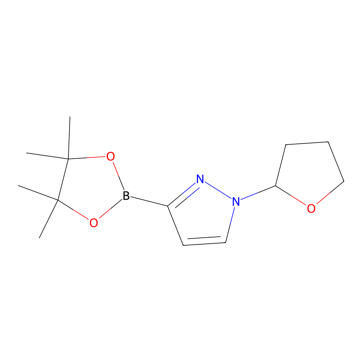 1-(Oxolan-2-yl)-3-(4,4,5,5-tetramethyl-1,3,2-dioxaborolan-2-yl)pyrazole molecular structure, CAS 2223009-85-4