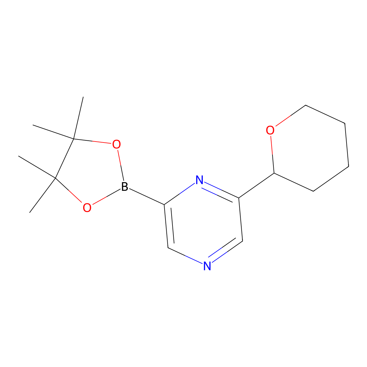 6-(Oxan-2-yl)pyrazine-2-boronic acid pinacol ester molecular structure, CAS 2223010-02-2