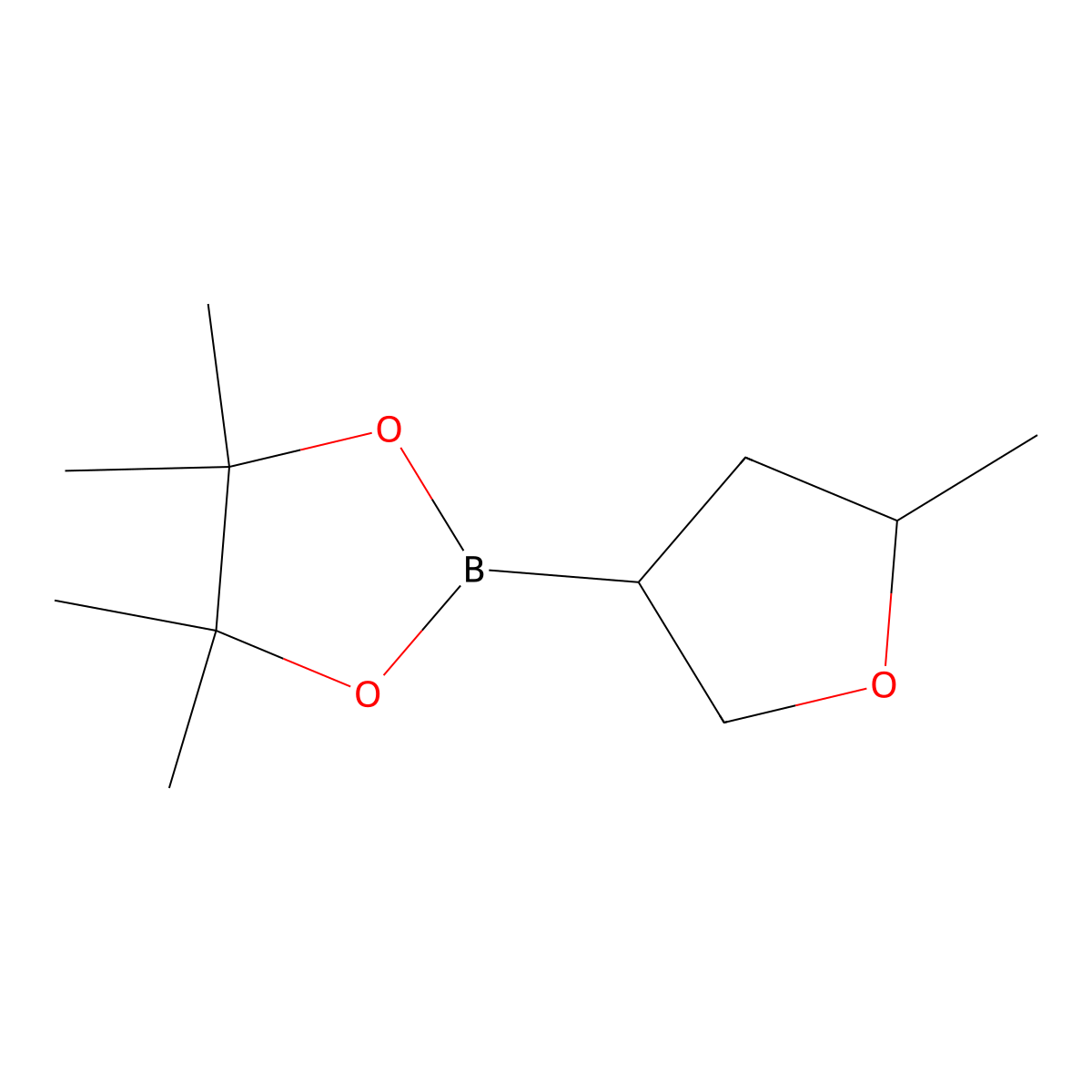 (5-Methyl)tetrahydrofuran-3-boronic acid pinacol ester molecular structure, CAS 2223010-05-5