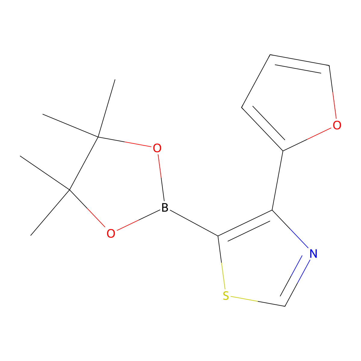 4-(2-Furyl)thiazole-5-boronic acid pinacol ester molecular structure, CAS 2223011-19-4