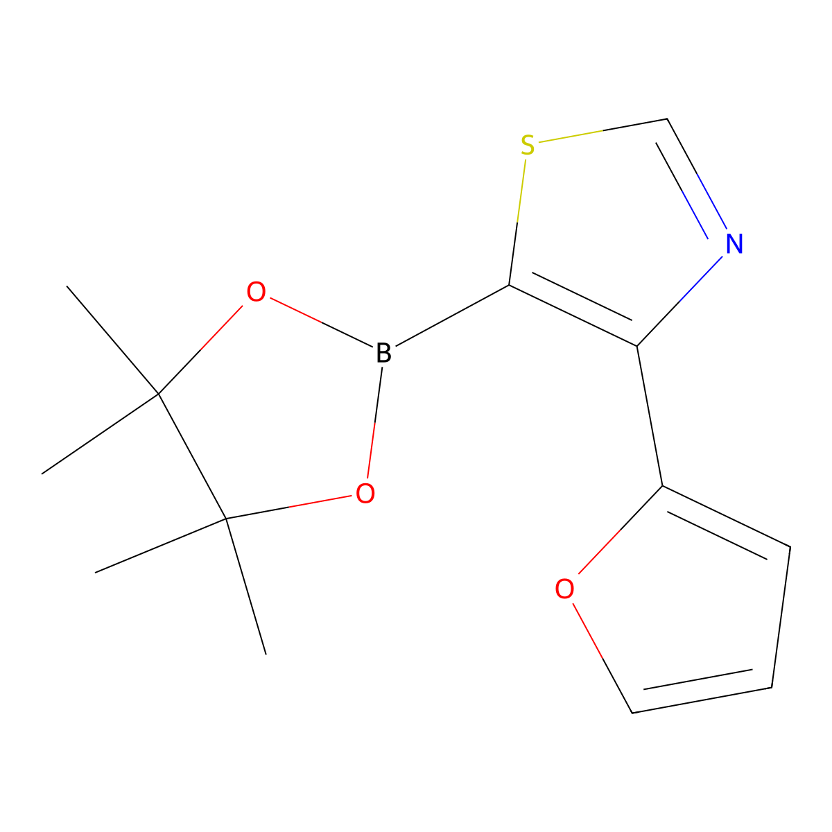 4-(2-Furyl)thiazole-5-boronic acid pinacol ester molecular structure, CAS 2223011-19-4