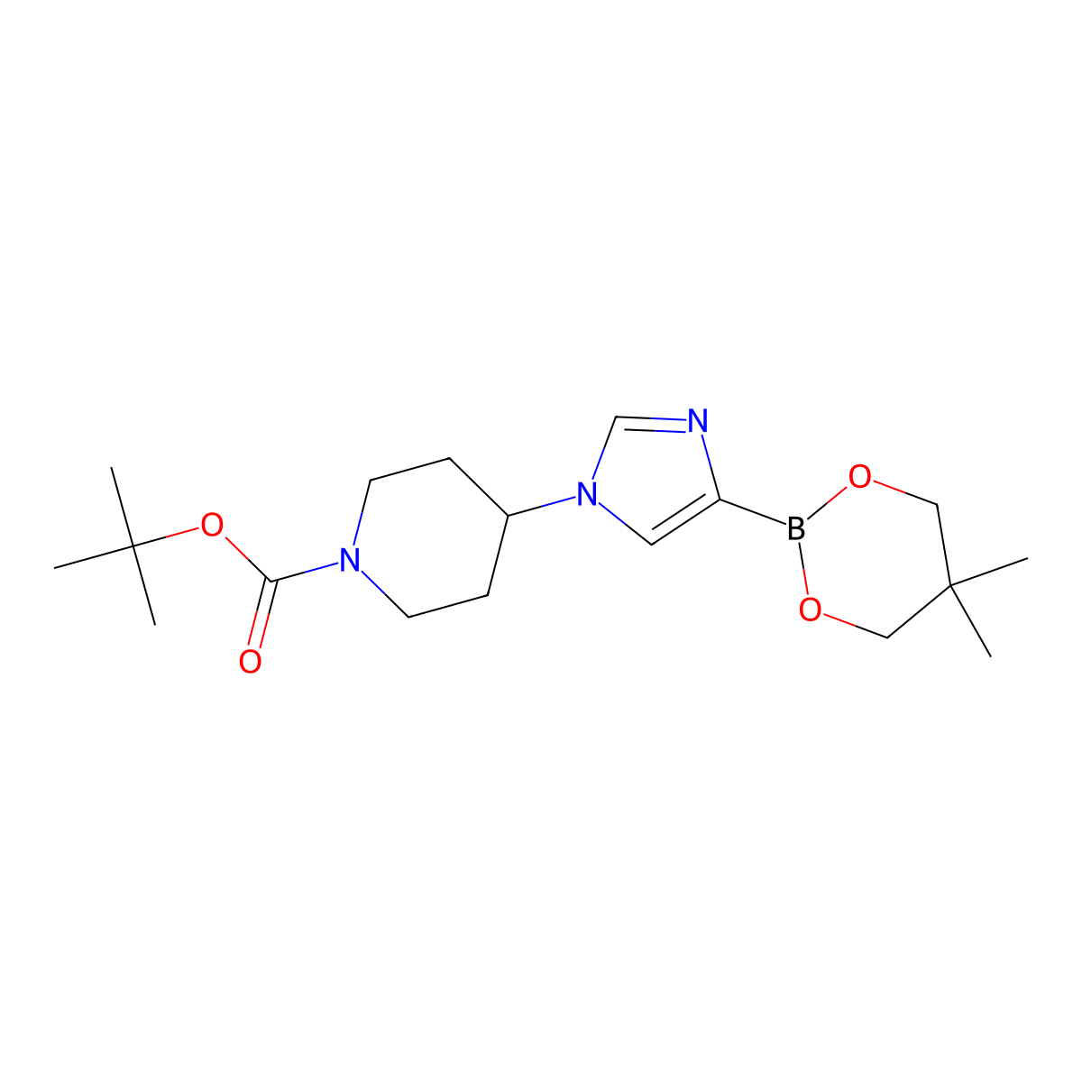 1-(N-Boc-Piperidin-4-yl)imidazole-4-boronic acid neopentylglycol ester molecular structure, CAS 2223011-24-1
