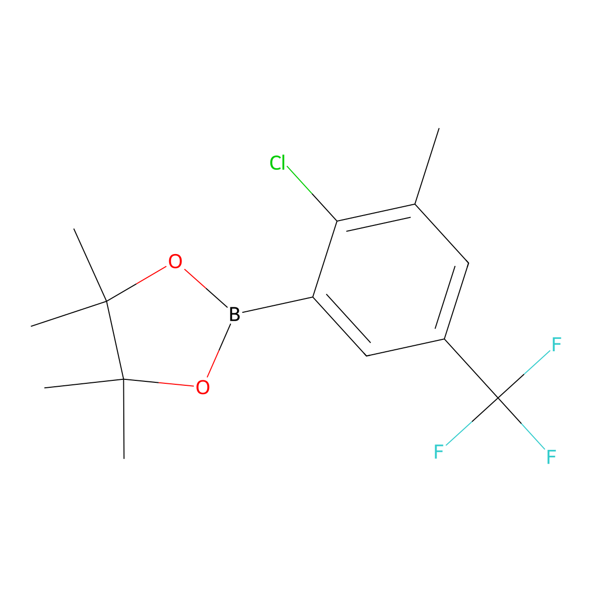 2-Chloro-3-methyl-5-trifluoromethylphenylboronic acid pinacol ester molecular structure, CAS 2223011-27-4