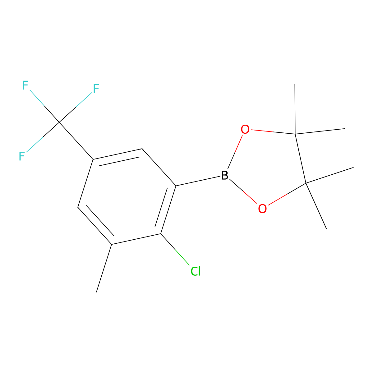 2-Chloro-3-methyl-5-trifluoromethylphenylboronic acid pinacol ester molecular structure, CAS 2223011-27-4