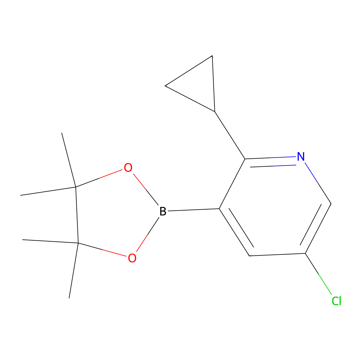5-Chloro-2-cyclopropyl-3-(4,4,5,5-tetramethyl-1,3,2-dioxaborolan-2-yl)pyridine molecular structure, CAS 2223011-31-0