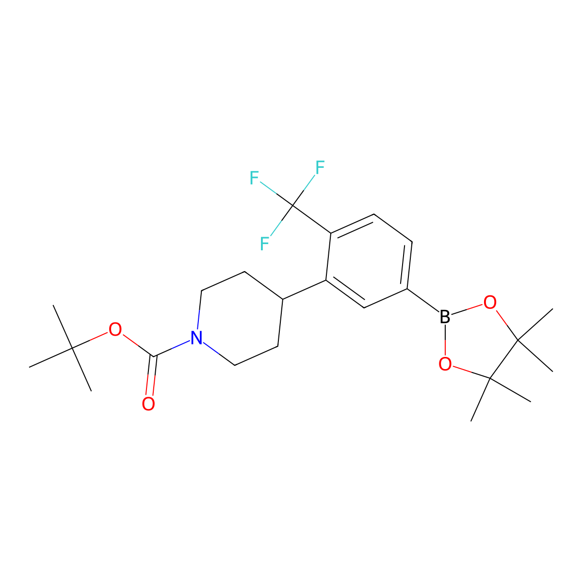 3-(N-Boc-Piperidin-4-yl)-4-trifluoromethylphenylboronic acid pinacol ester molecular structure, CAS 2223011-34-3