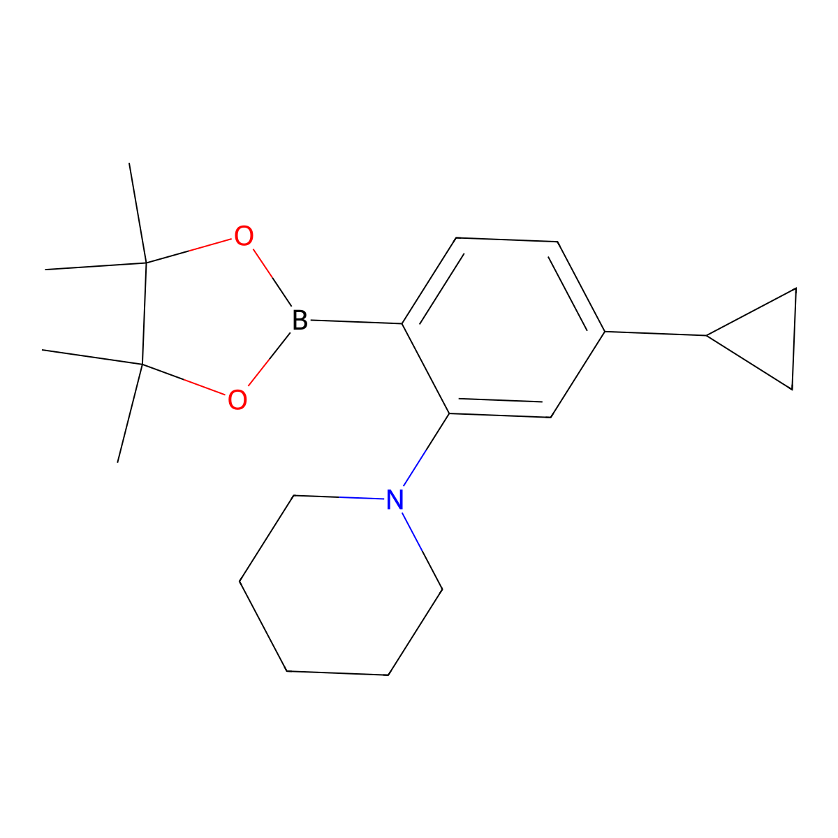 1-(5-Cyclopropyl-2-(4,4,5,5-tetramethyl-1,3,2-dioxaborolan-2-yl)phenyl)piperidine molecular structure, CAS 2223011-36-5