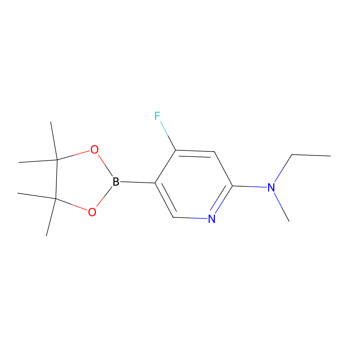 4-Fluoro-2-(methylethylamino)pyridine-5-boronic acid pinacol ester molecular structure, CAS 2223011-43-4