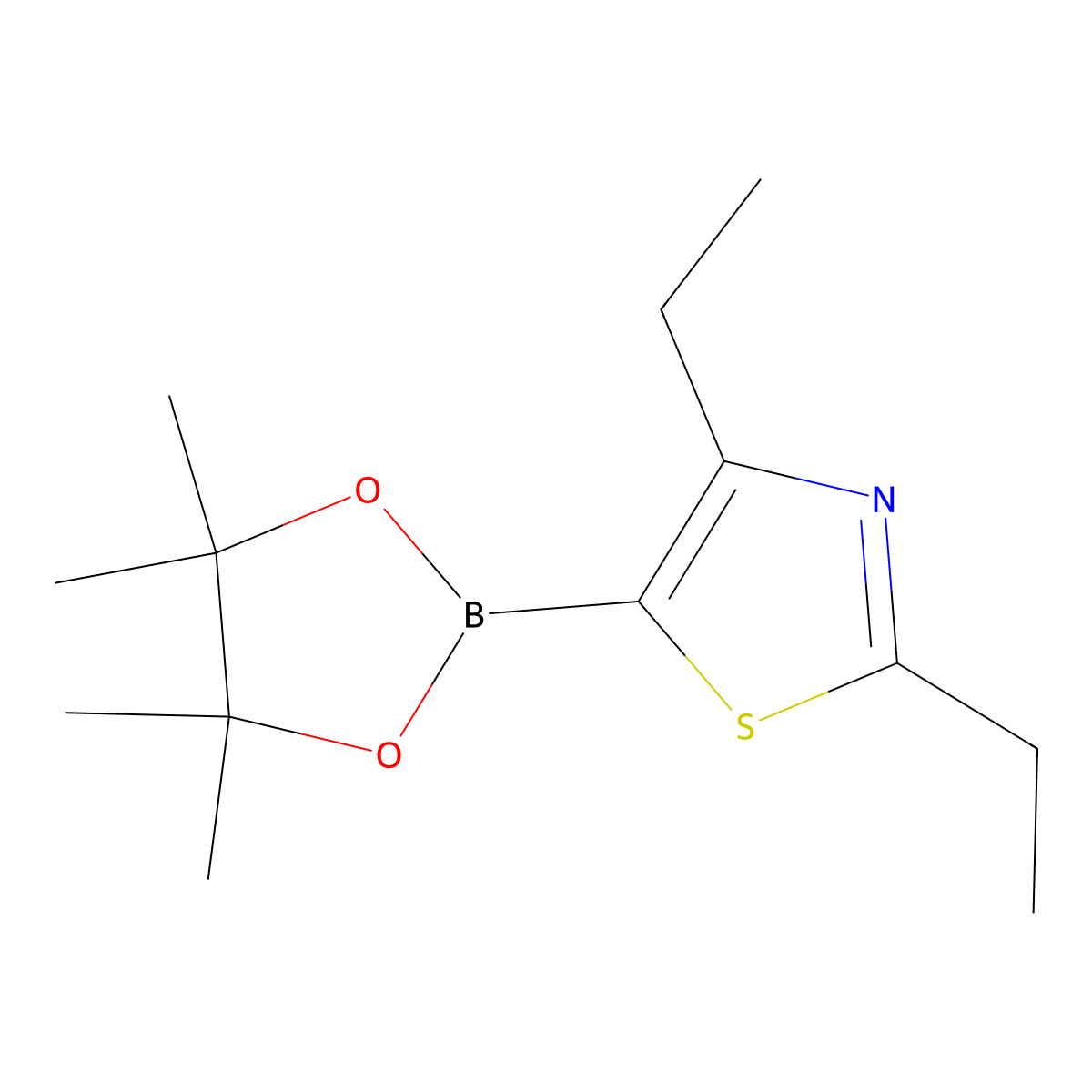2,4-(Diethyl)thiazole-5-boronic acid pinacol ester molecular structure, CAS 2223011-44-5