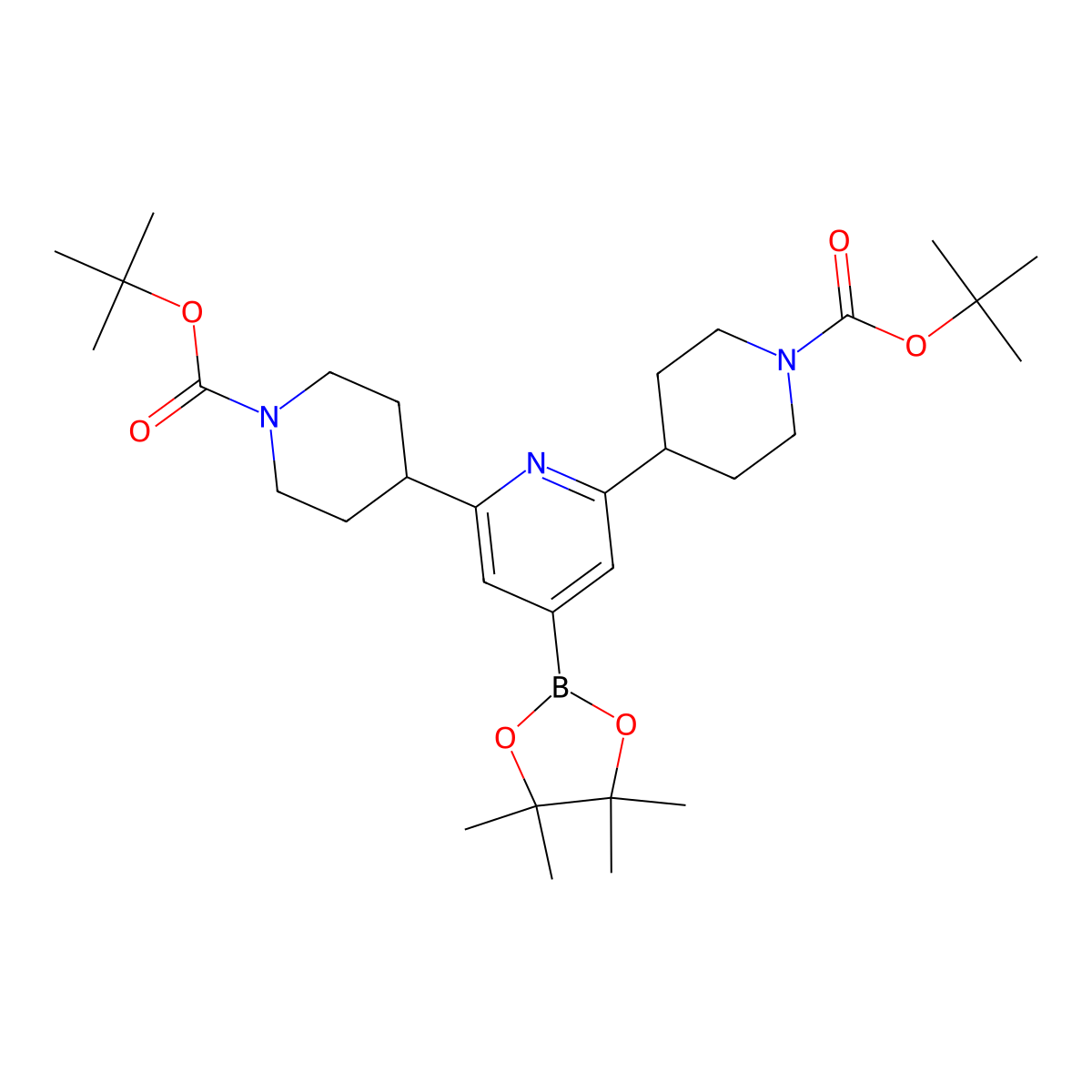 2,6-DI(N-Boc-piperidin-4-YL)pyridine-4-boronic acid pinacol ester molecular structure, CAS 2223011-67-2
