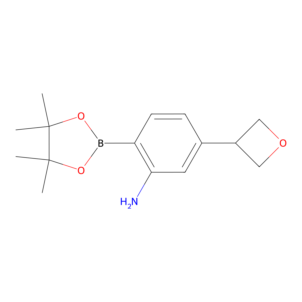 5-(Oxetan-3-yl)-2-(4,4,5,5-tetramethyl-1,3,2-dioxaborolan-2-yl)aniline molecular structure, CAS 2223011-69-4
