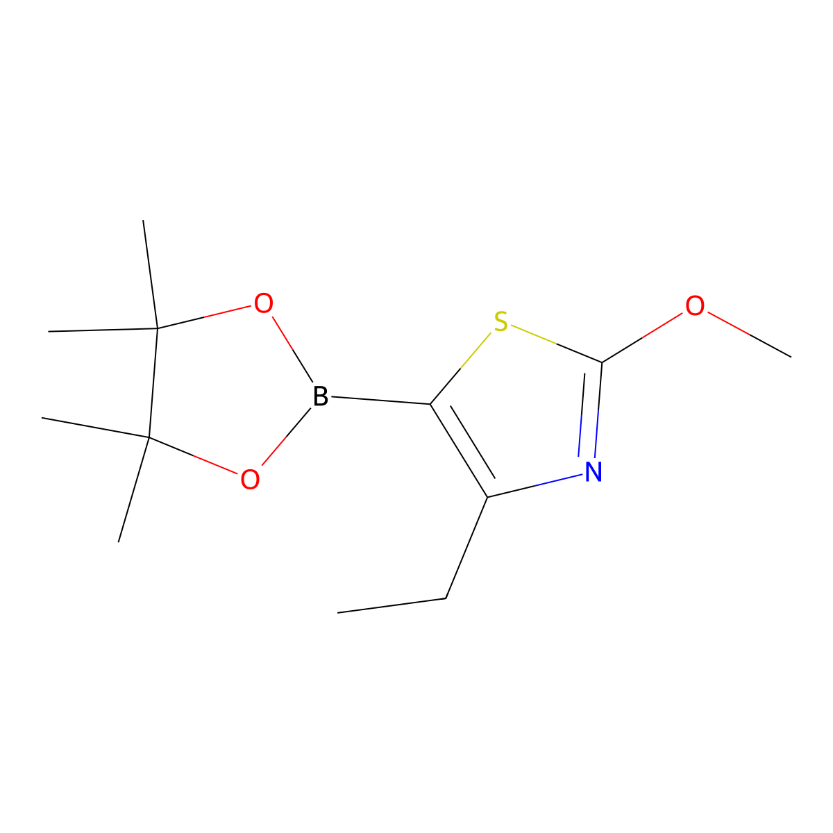 4-Ethyl-2-methoxy-5-(4,4,5,5-tetramethyl-1,3,2-dioxaborolan-2-YL)thiazole molecular structure, CAS 2223011-71-8