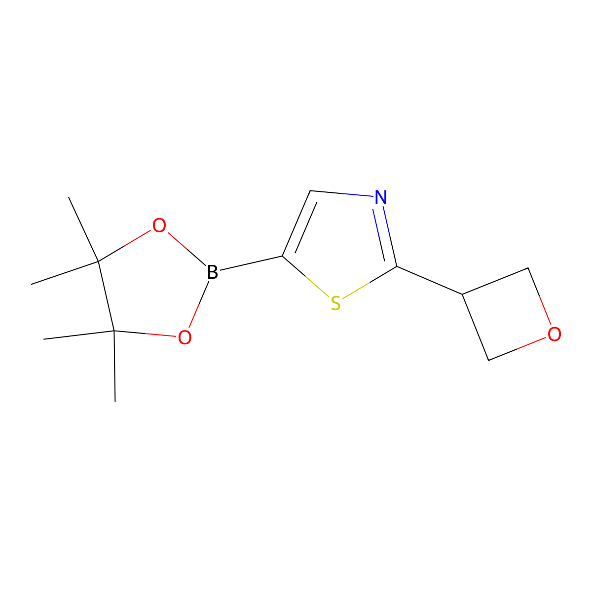 2-(Oxetan-3-yl)-5-(4,4,5,5-tetramethyl-1,3,2-dioxaborolan-2-yl)thiazole molecular structure, CAS 2223011-75-2