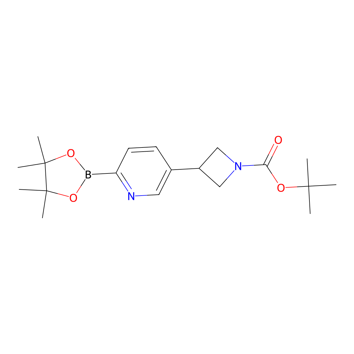 Tert-butyl 3-(6-(4,4,5,5-tetramethyl-1,3,2-dioxaborolan-2-yl)pyridin-3-yl)azetidine-1-carboxylate molecular structure, CAS 2223011-78-5