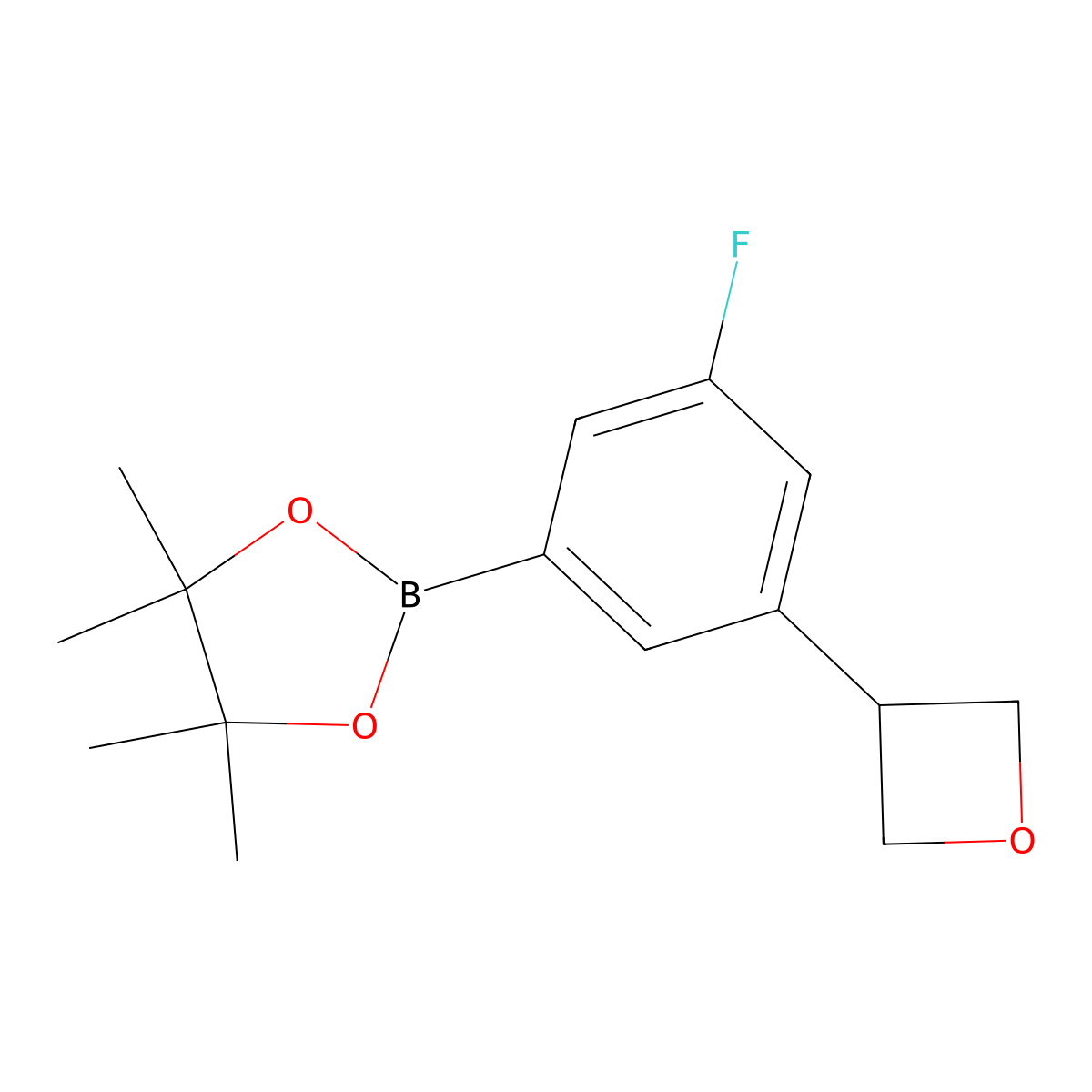 2-(3-Fluoro-5-(oxetan-3-yl)phenyl)-4,4,5,5-tetramethyl-1,3,2-dioxaborolane molecular structure, CAS 2223011-81-0