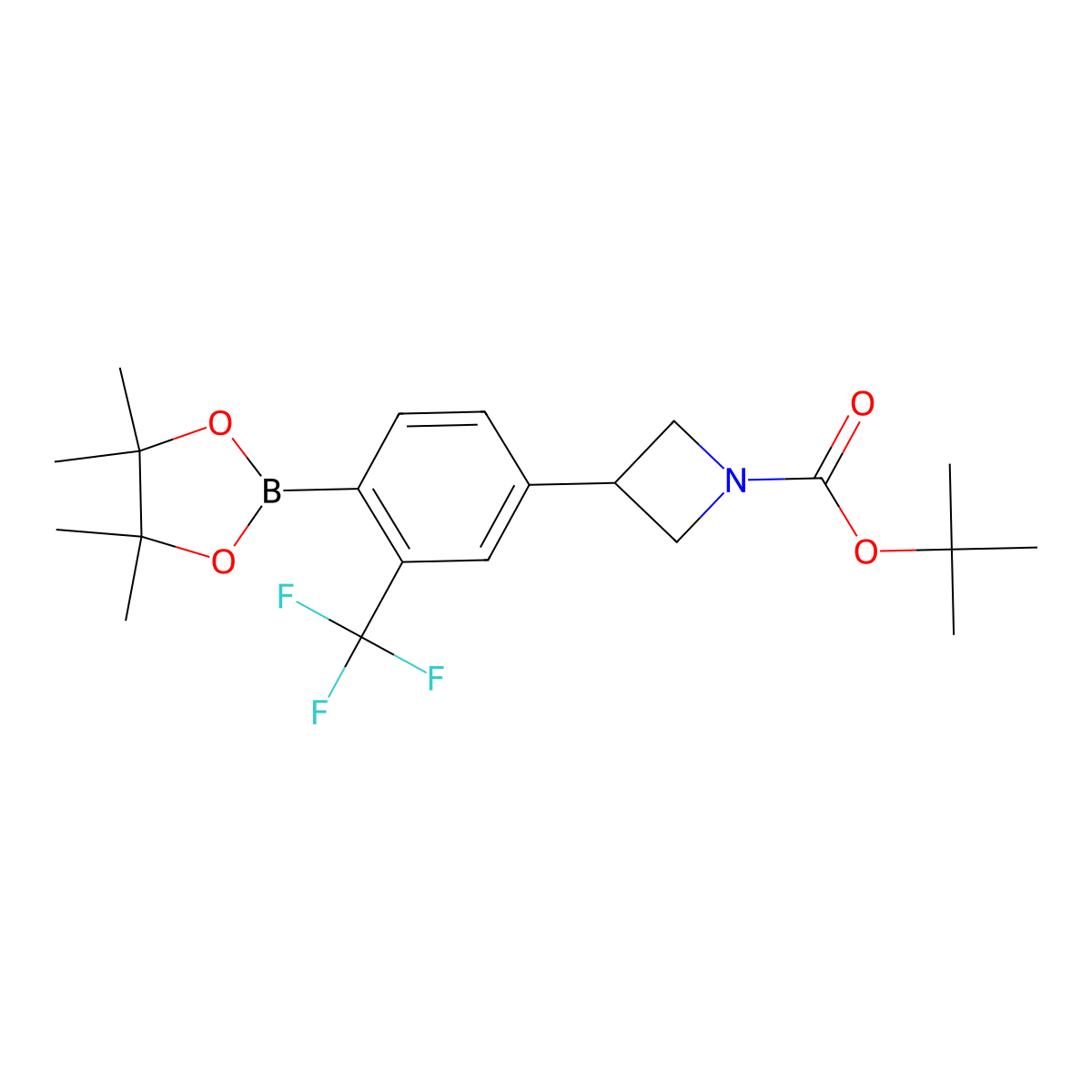Tert-butyl 3-(4-(4,4,5,5-tetramethyl-1,3,2-dioxaborolan-2-yl)-3-(trifluoromethyl)phenyl)azetidine-1-carboxylate molecular structure, CAS 2223011-85-4