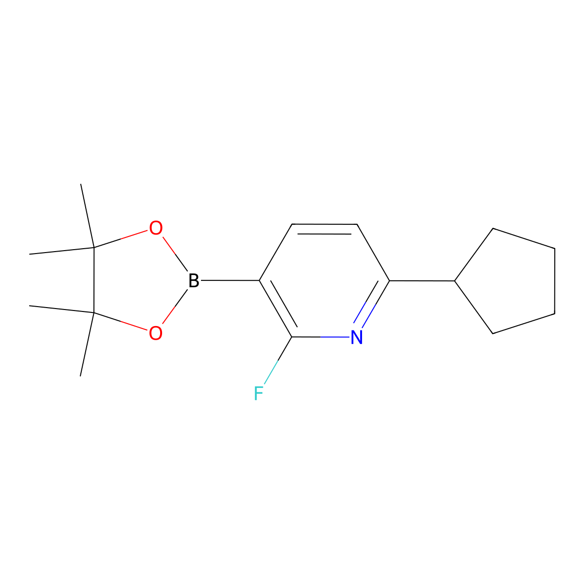 2-Fluoro-6-(cyclopentyl)pyridine-3-boronic acid pinacol ester molecular structure, CAS 2223011-86-5