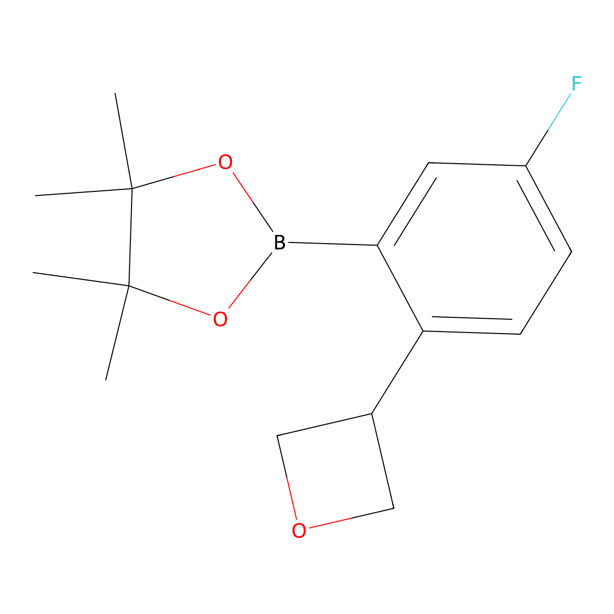 2-(5-Fluoro-2-(oxetan-3-yl)phenyl)-4,4,5,5-tetramethyl-1,3,2-dioxaborolane molecular structure, CAS 2223011-88-7