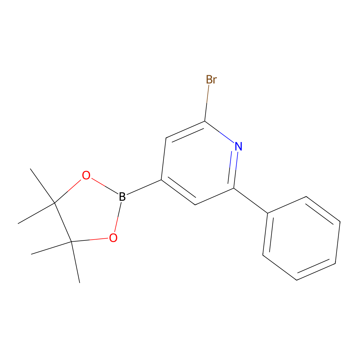2-Bromo-6-phenylpyridine-4-boronic acid pinacol ester molecular structure, CAS 2223011-92-3