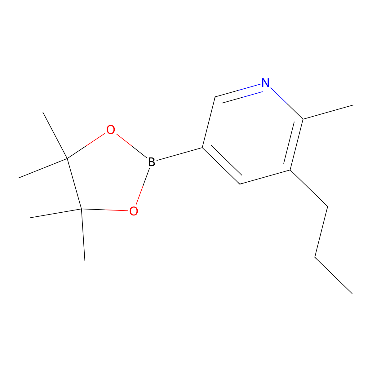 6-Methyl-5-(n-propyl)pyridine-3-boronic acid pinacol ester molecular structure, CAS 2223011-96-7