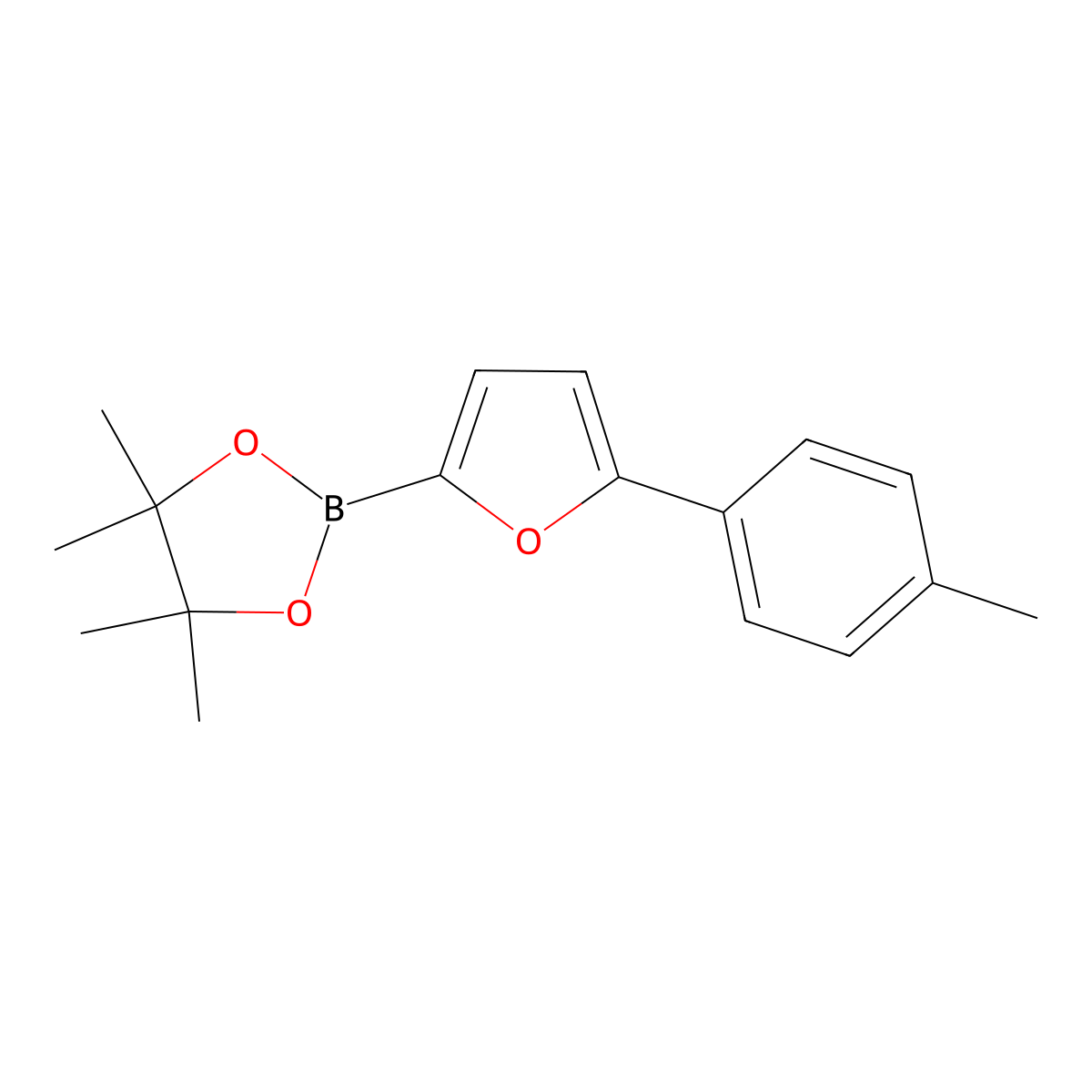 5-(4-Tolyl)furan-2-boronic acid pinacol ester molecular structure, CAS 2223012-04-0