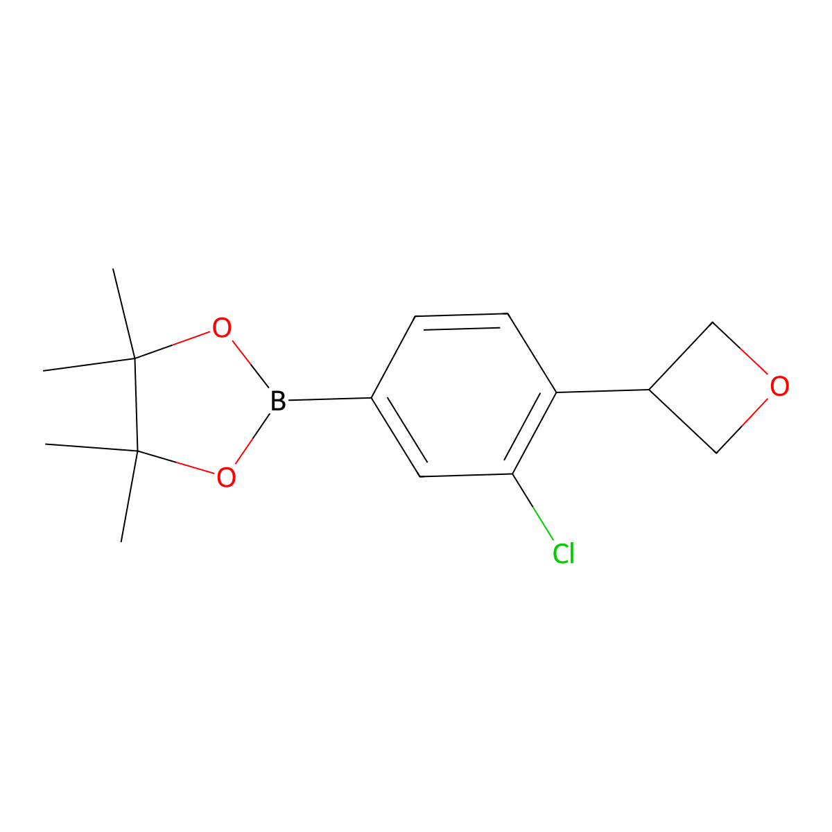 2-(3-Chloro-4-(oxetan-3-yl)phenyl)-4,4,5,5-tetramethyl-1,3,2-dioxaborolane molecular structure, CAS 2223012-05-1