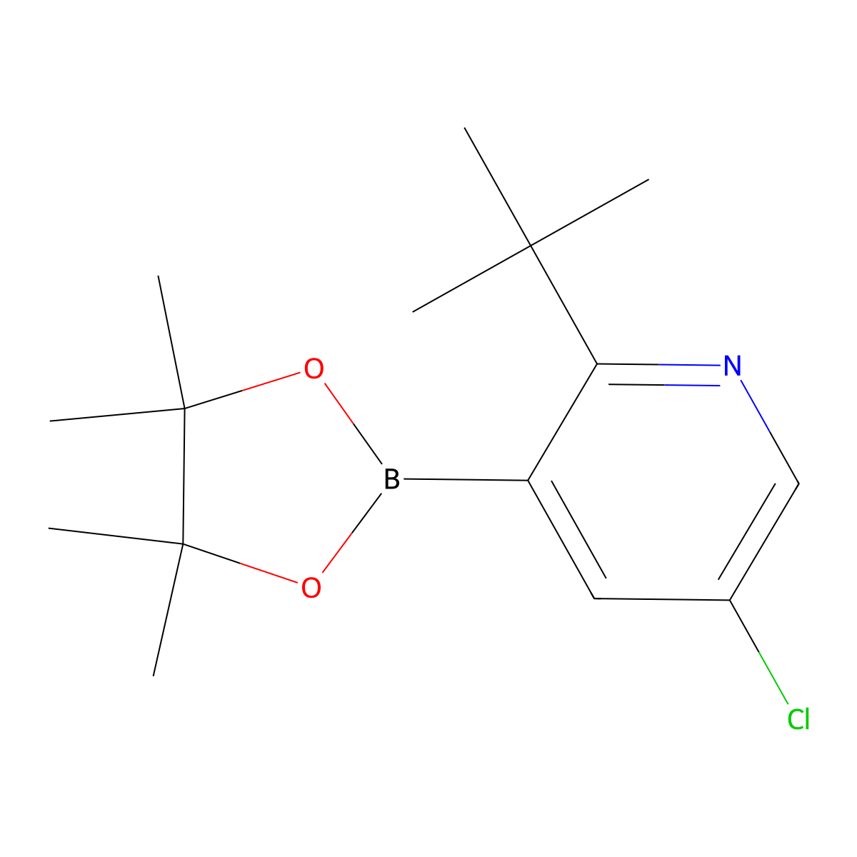 2-(tert-Butyl)-5-chloropyridine-3-boronic acid pinacol ester molecular structure, CAS 2223012-06-2