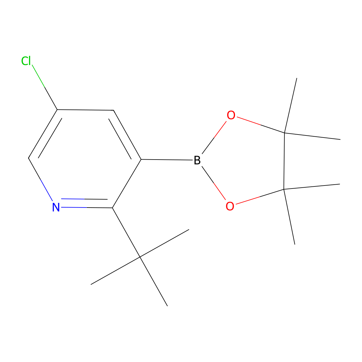 2-(tert-Butyl)-5-chloropyridine-3-boronic acid pinacol ester molecular structure, CAS 2223012-06-2