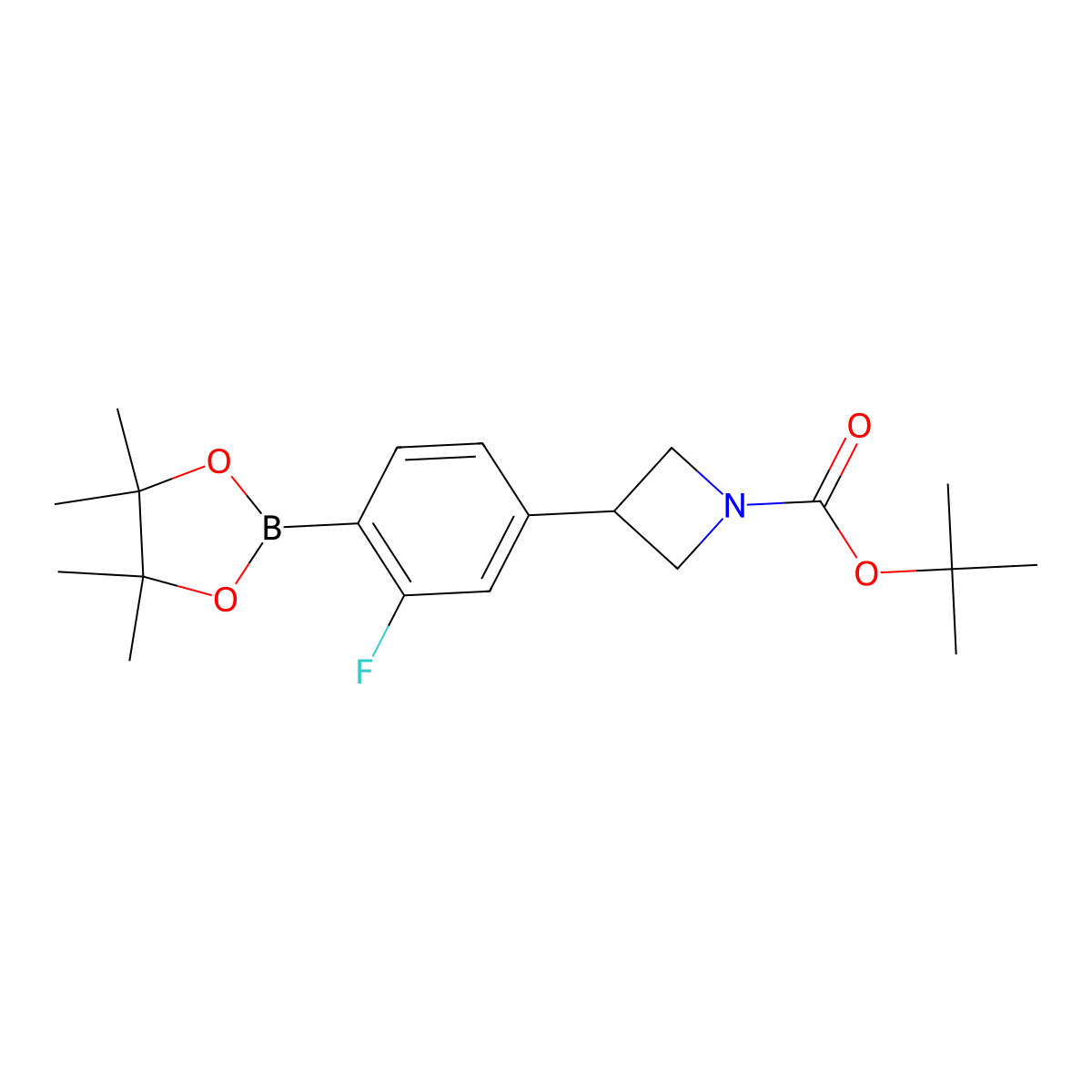 Tert-butyl 3-[3-fluoro-4-(4,4,5,5-tetramethyl-1,3,2-dioxaborolan-2-yl)phenyl]azetidine-1-carboxylate molecular structure, CAS 2223012-09-5