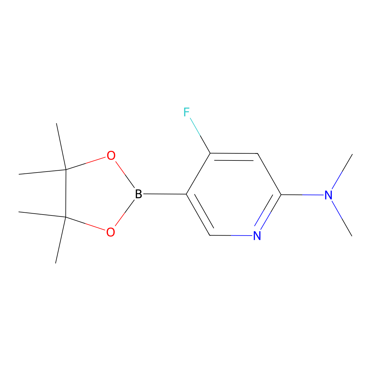 4-Fluoro-2-(dimethylamino)pyridine-5-boronic acid pinacol ester molecular structure, CAS 2223012-16-4