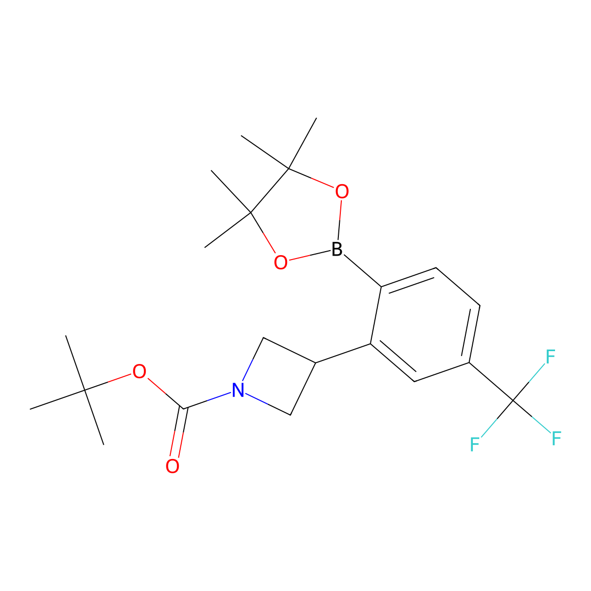Tert-butyl 3-(2-(4,4,5,5-tetramethyl-1,3,2-dioxaborolan-2-yl)-5-(trifluoromethyl)phenyl)azetidine-1-carboxylate molecular structure, CAS 2223012-17-5