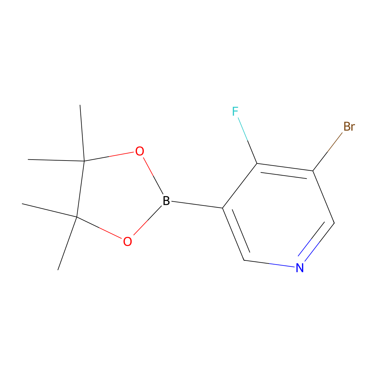 3-Bromo-4-fluoro-5-(4,4,5,5-tetramethyl-1,3,2-dioxaborolan-2-yl)pyridine molecular structure, CAS 2223012-18-6