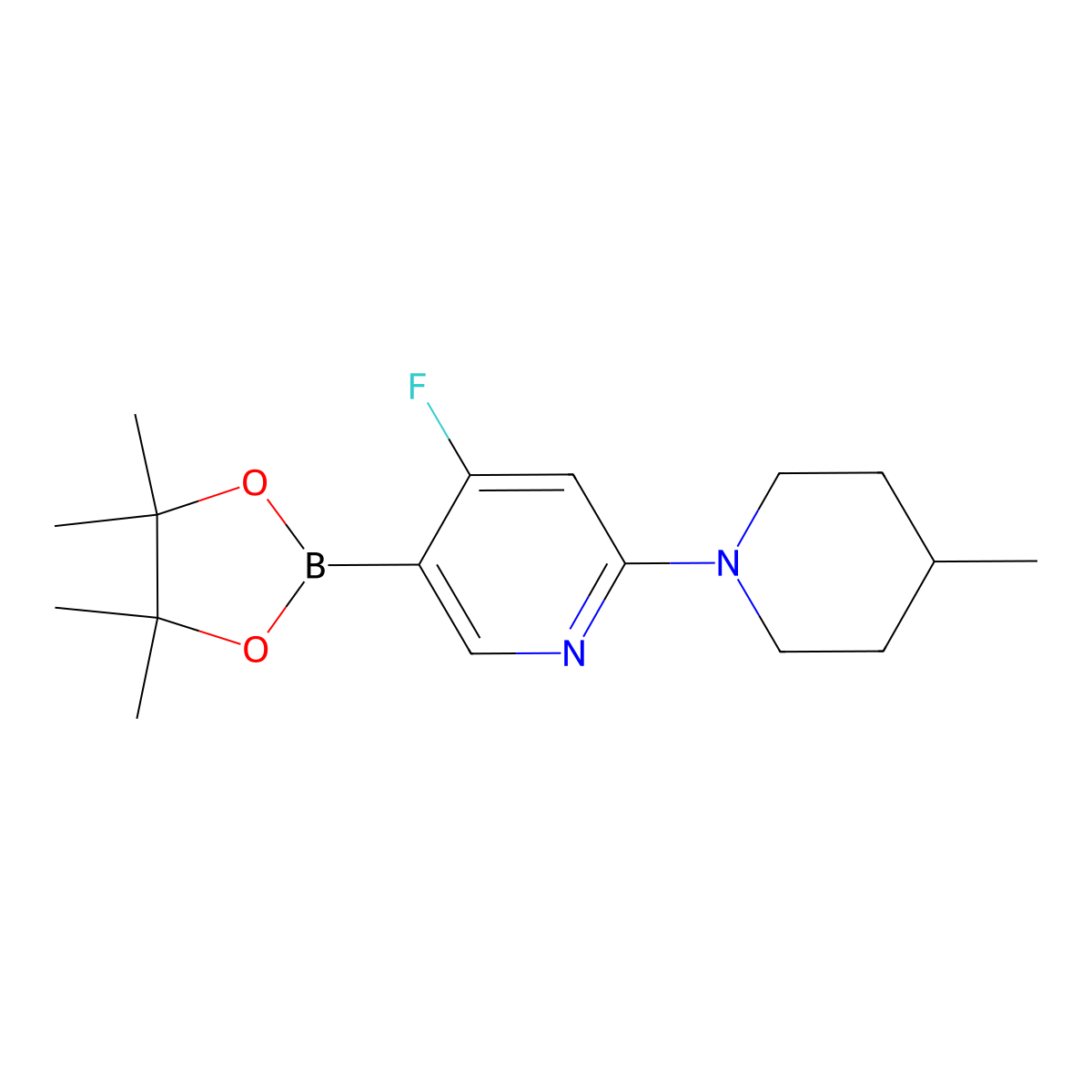4-Fluoro-2-(4-methylpiperidin-1-yl)pyridine-5-boronic acid pinacol ester molecular structure, CAS 2223012-20-0