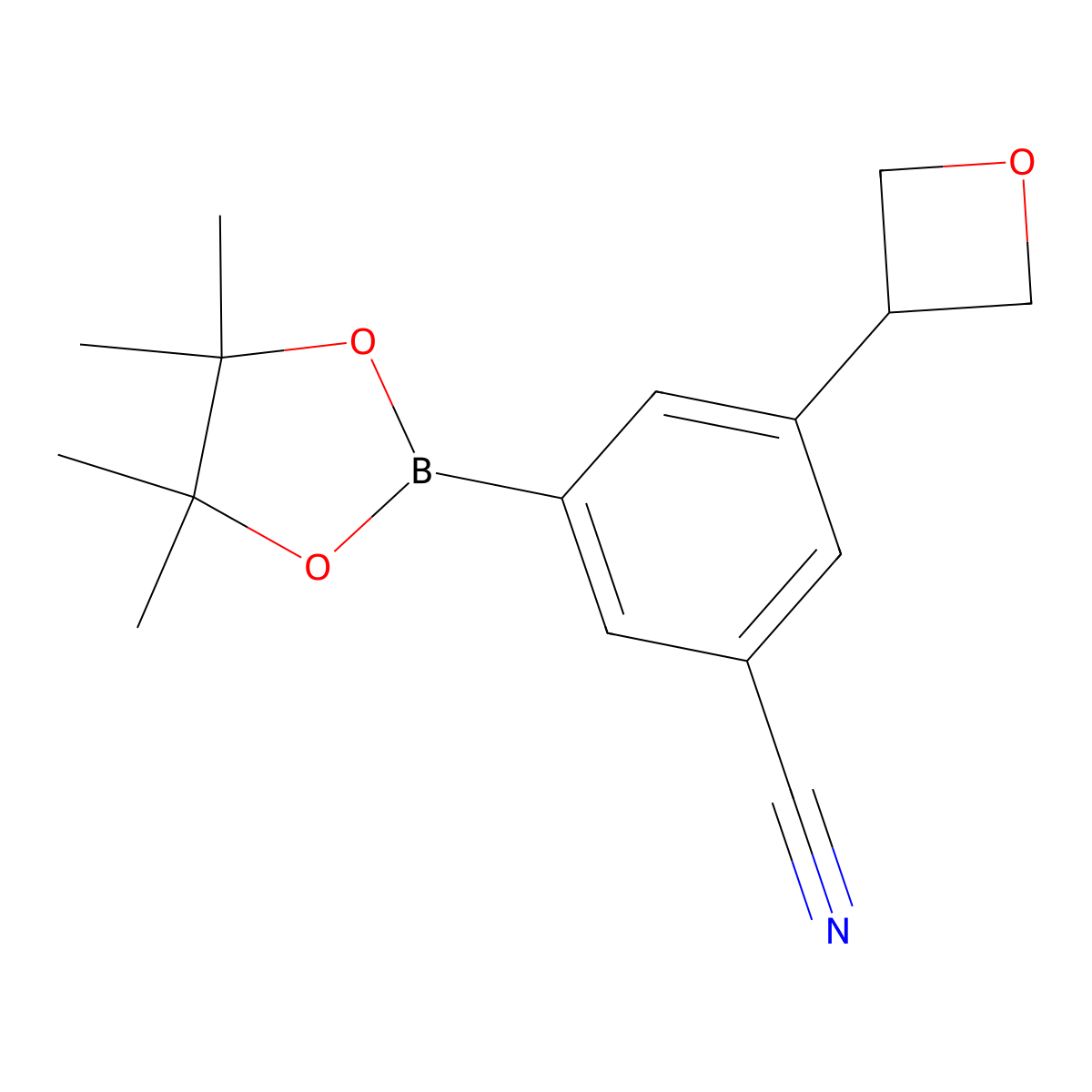 3-(Oxetan-3-yl)-5-(4,4,5,5-tetramethyl-1,3,2-dioxaborolan-2-yl)benzonitrile molecular structure, CAS 2223012-23-3
