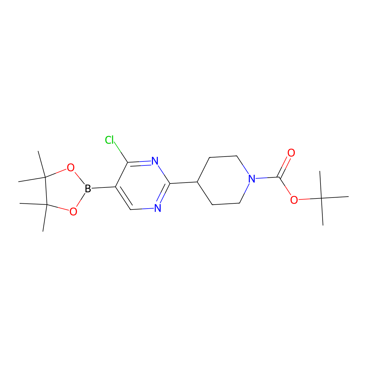 4-Chloro-2-(N-Boc-piperidin-4-yl)pyrimidine-5-boronic acid pinacol ester molecular structure, CAS 2223012-29-9
