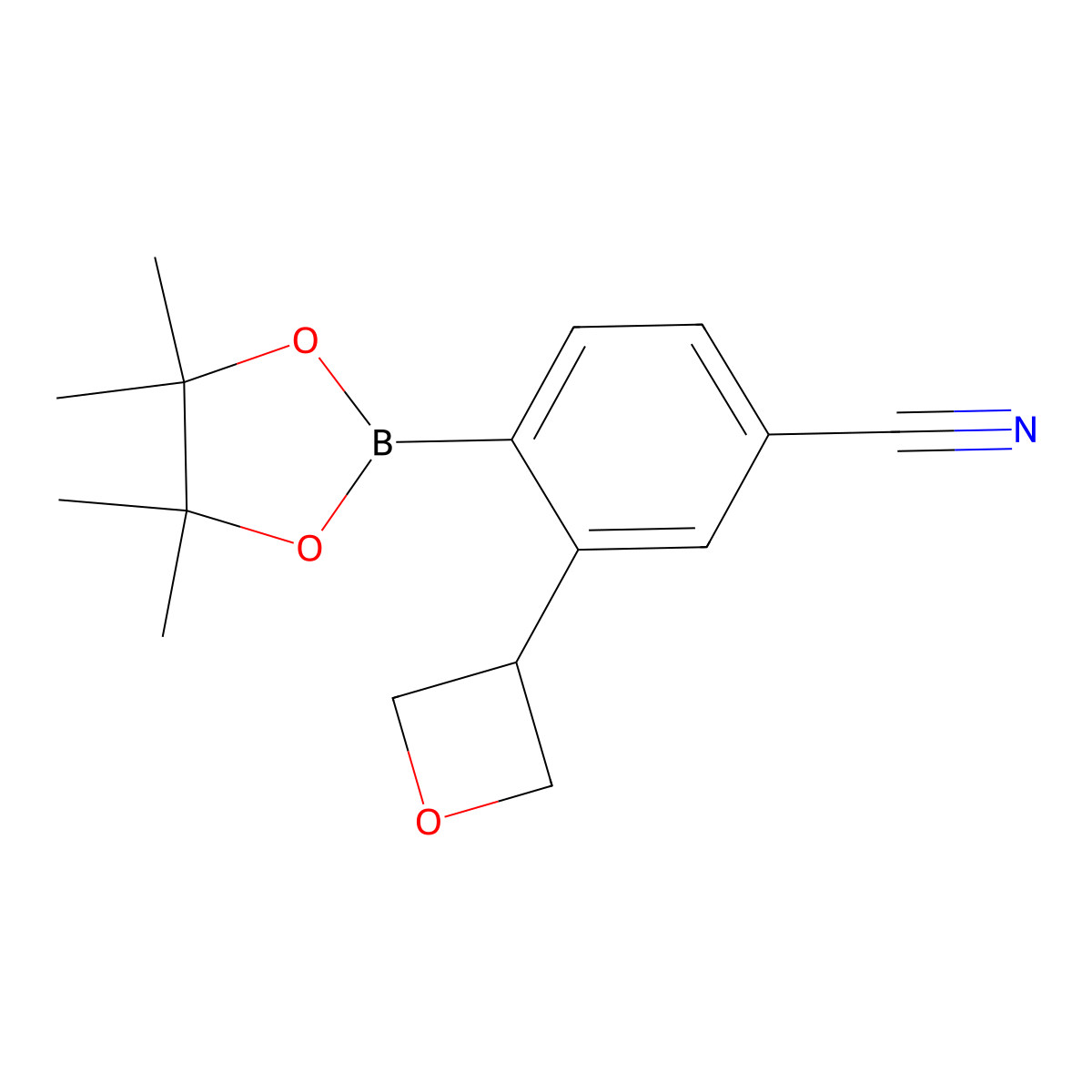 3-(Oxetan-3-yl)-4-(4,4,5,5-tetramethyl-1,3,2-dioxaborolan-2-yl)benzonitrile molecular structure, CAS 2223012-30-2