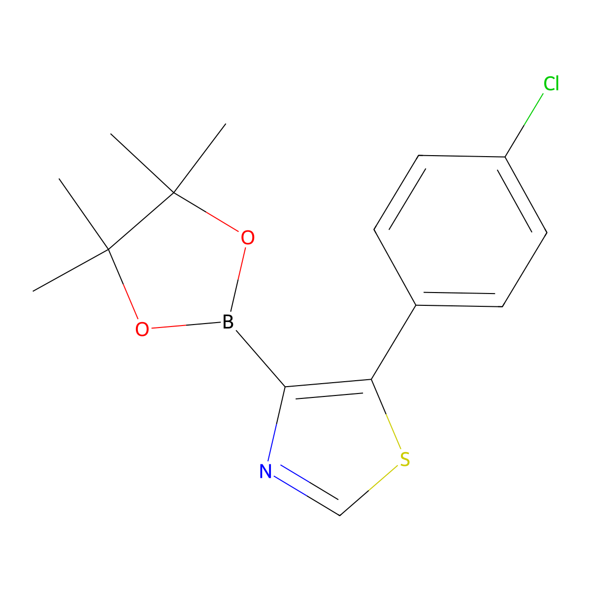 5-(4-Chlorophenyl)thiazole-4-boronic acid pinacol ester molecular structure, CAS 2223012-38-0
