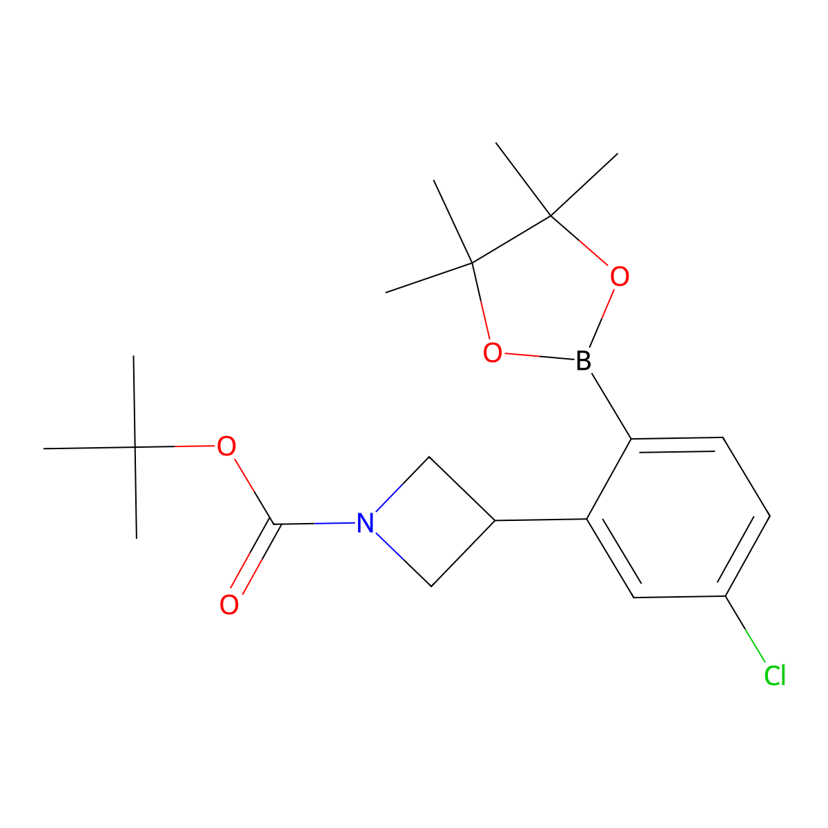 Tert-butyl 3-(5-chloro-2-(4,4,5,5-tetramethyl-1,3,2-dioxaborolan-2-yl)phenyl)azetidine-1-carboxylate molecular structure, CAS 2223012-39-1