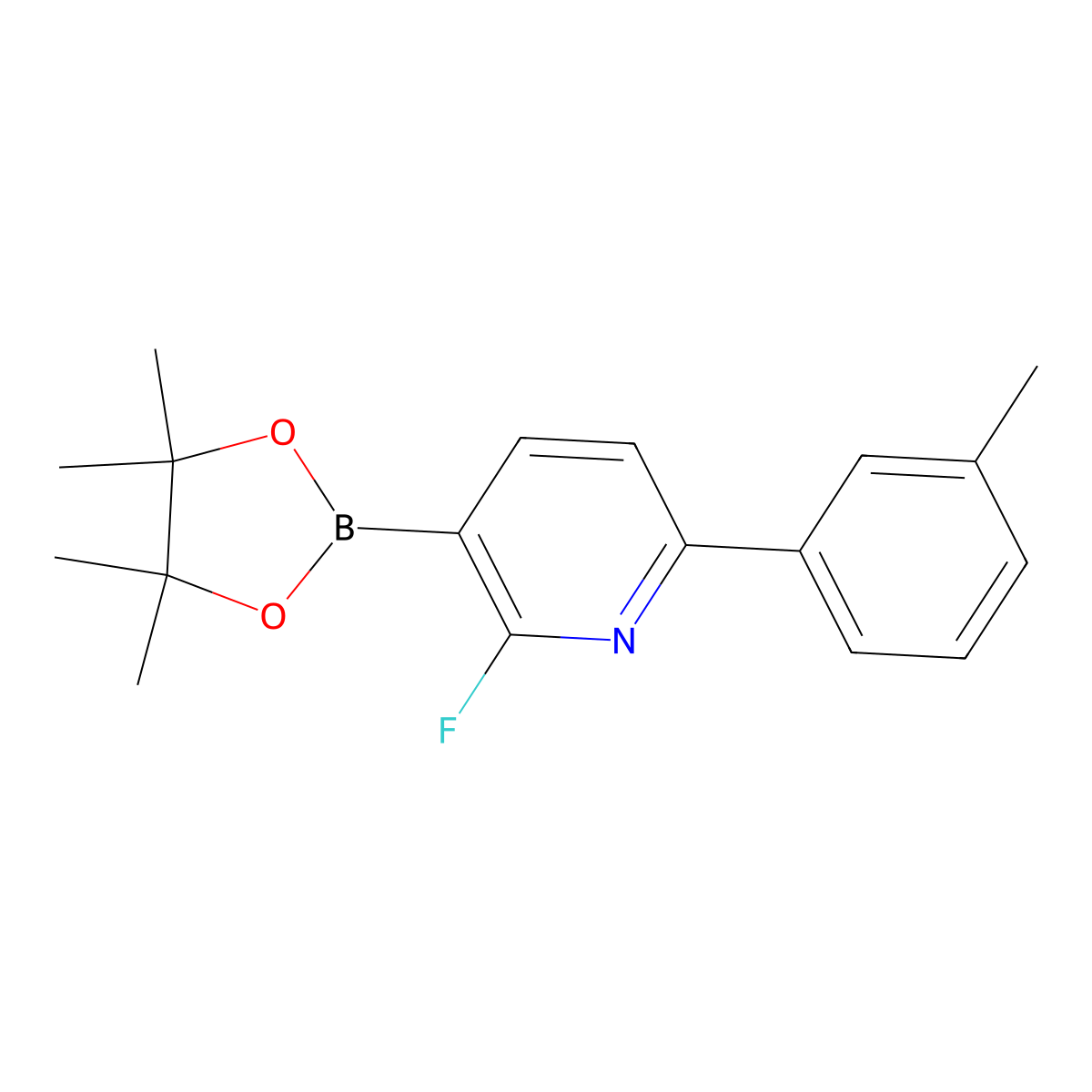 2-Fluoro-6-(3-tolyl)pyridine-3-boronic acid pinacol ester molecular structure, CAS 2223012-40-4