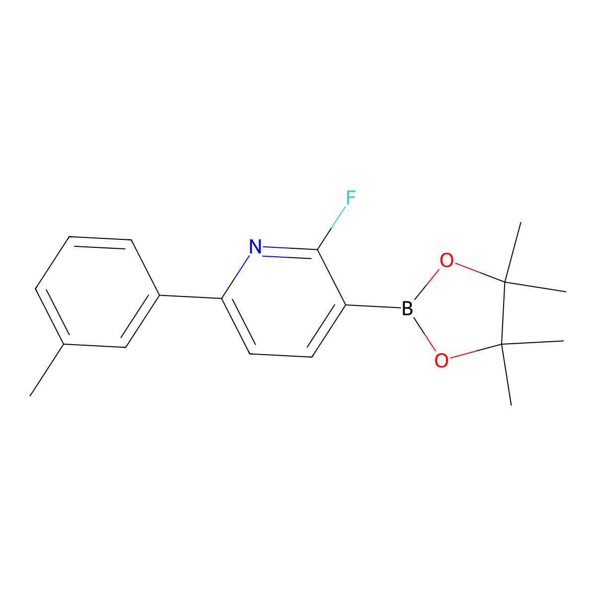 2-Fluoro-6-(3-tolyl)pyridine-3-boronic acid pinacol ester molecular structure, CAS 2223012-40-4