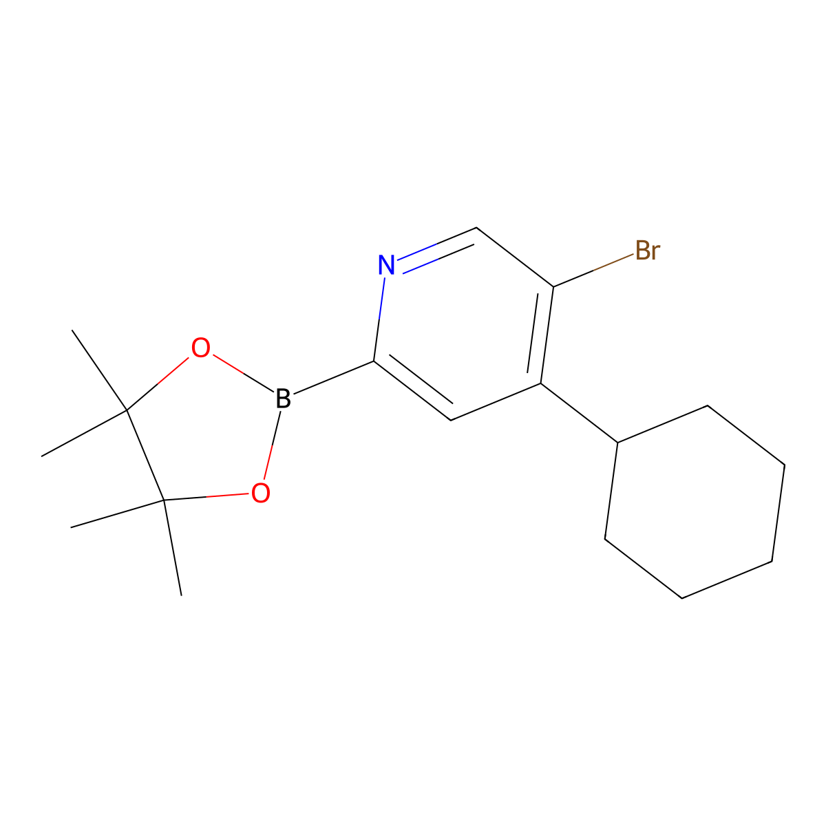 5-Bromo-4-(cyclohexyl)pyridine-2-boronic acid pinacol ester molecular structure, CAS 2223012-41-5