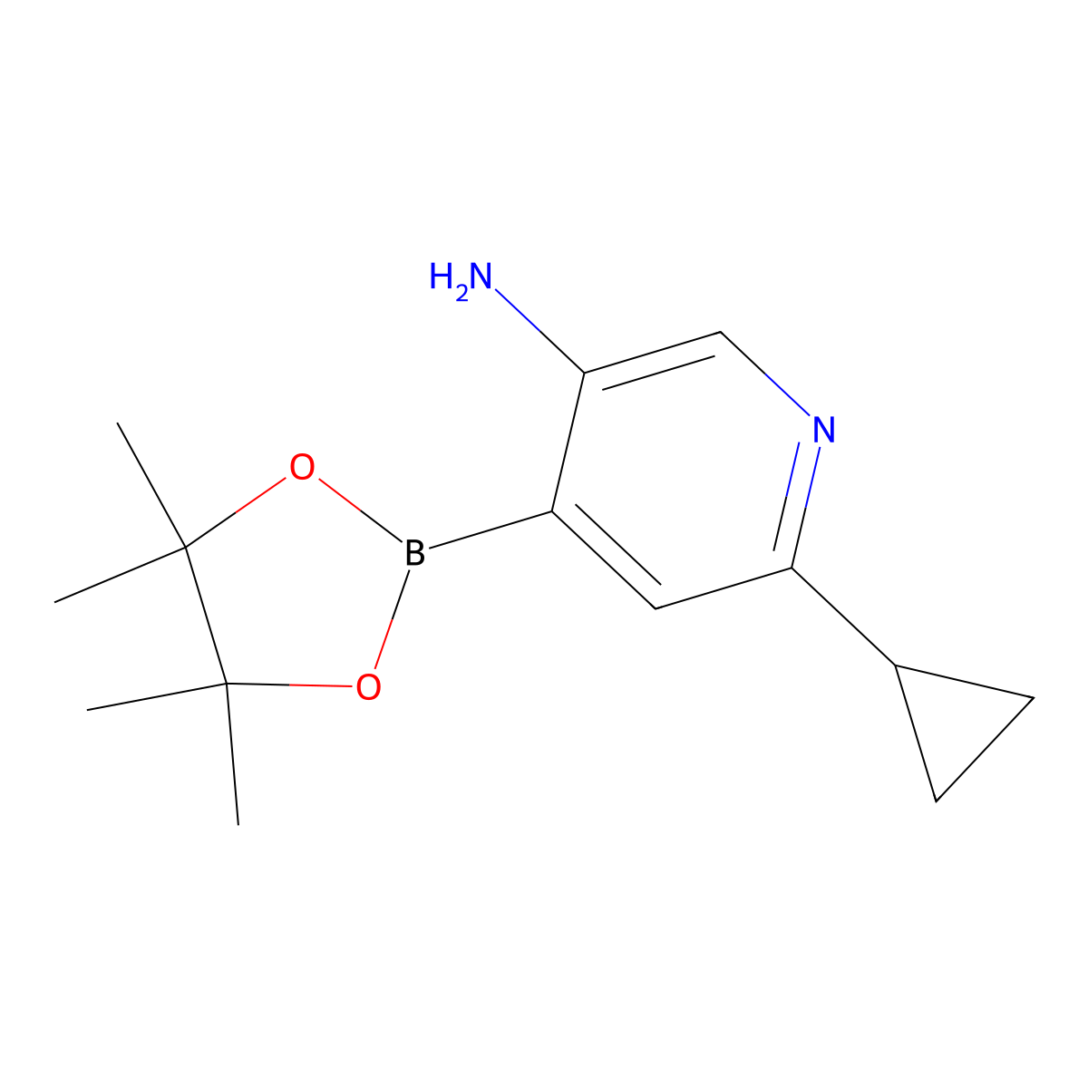 3-Amino-6-(cyclopropyl)pyridine-4-boronic acid pinacol ester molecular structure, CAS 2223012-46-0