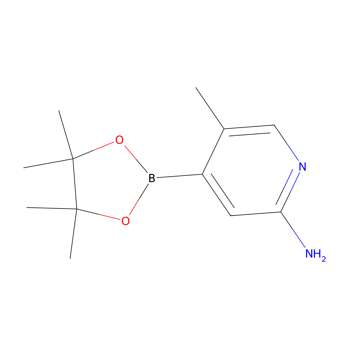 5-Methyl-4-(4,4,5,5-tetramethyl-1,3,2-dioxaborolan-2-yl)pyridin-2-amine molecular structure, CAS 2223012-49-3