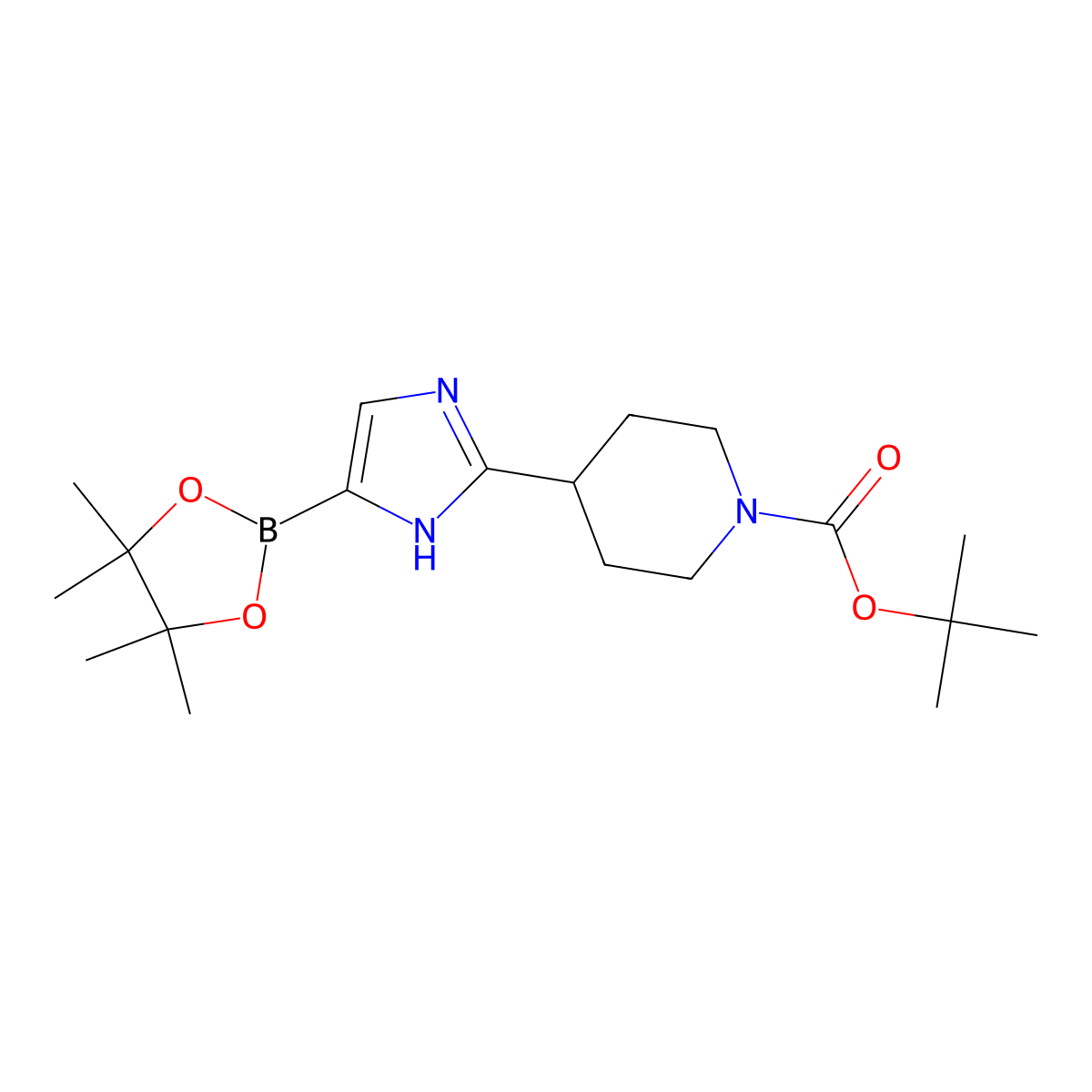 2-(N-Boc-Piperidin-4-yl)imidazole-4-boronic acid pinacol ester molecular structure, CAS 2223012-55-1