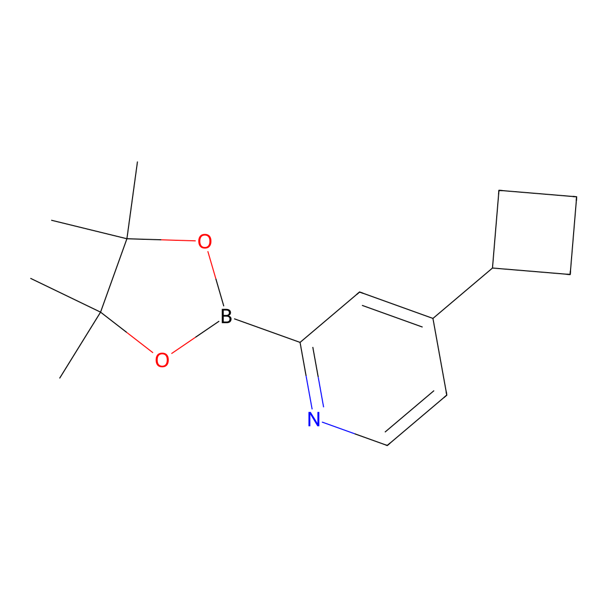 4-Cyclobutyl-2-(4,4,5,5-tetramethyl-1,3,2-dioxaborolan-2-yl)pyridine molecular structure, CAS 2223012-61-9