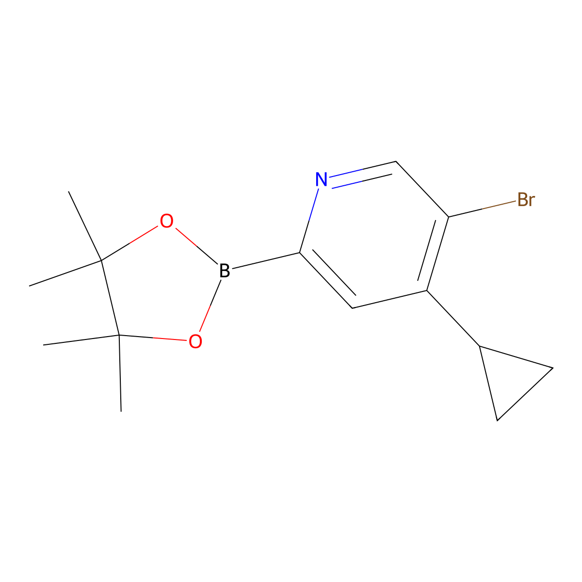 5-Bromo-4-(cyclopropyl)pyridine-2-boronic acid pinacol ester molecular structure, CAS 2223012-63-1